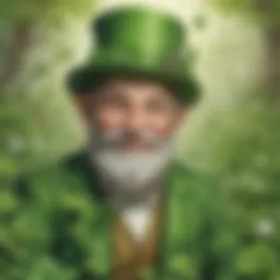 Enigmatic leprechaun surrounded by clovers