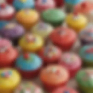 Festive Display of Decorated Cupcake Liners Decorated cupcake liners displayed at a festive event.
