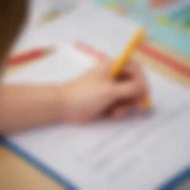 Writing with Sight Words A close-up of a child's hand writing simple sentences using sight words