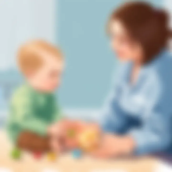 Caregiver engaging with a baby during playtime