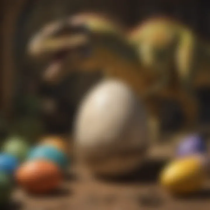 Dinosaur and Easter Egg in Surreal Connection