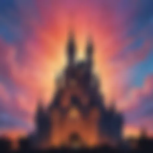 Disney Castle Silhouette against a Colorful Sky