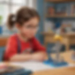 A young child engaged in a creative STEM activity inspired by Disney characters
