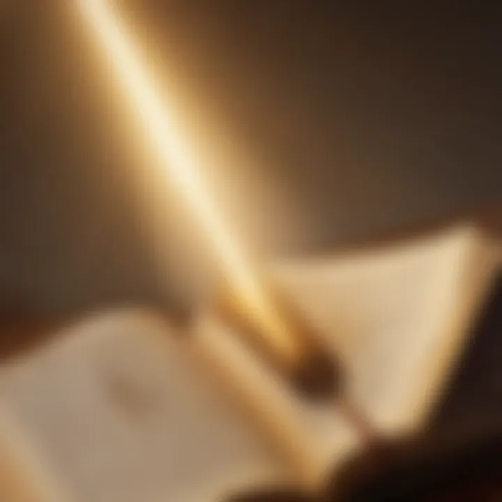 Divine Light shining on a Bible bookmark