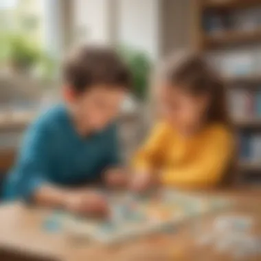 Children immersed in solving a creatively designed puzzle