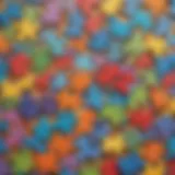 Colorful hand-drawn puzzle pieces ready for assembly