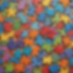 Colorful hand-drawn puzzle pieces ready for assembly