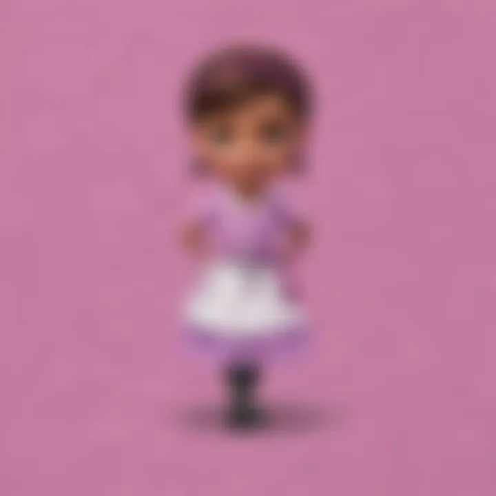 Close-up of the design features on the Doc McStuffins table cloth