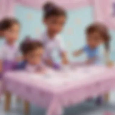 Educational Fun with Doc McStuffins Table Cloth Children engaging in a learning activity using the Doc McStuffins table cloth