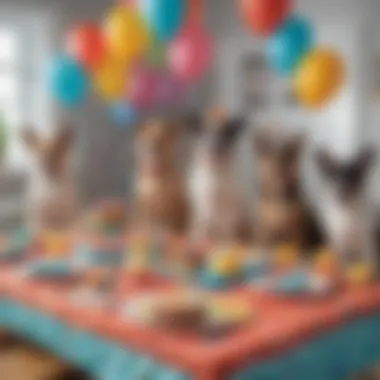 Vibrant Dog-Themed Birthday Party Decor Creative dog-themed birthday party setup with playful decorations