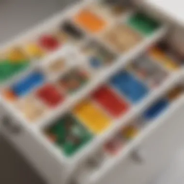 Drawer container with customizable dividers for Legos