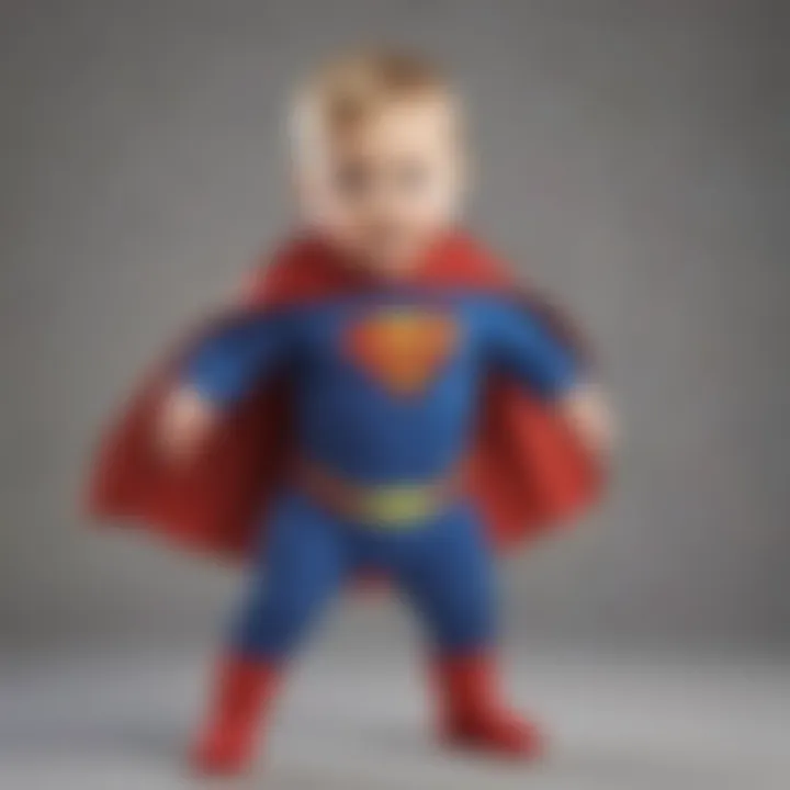 Two-year-old in superhero costume with cape