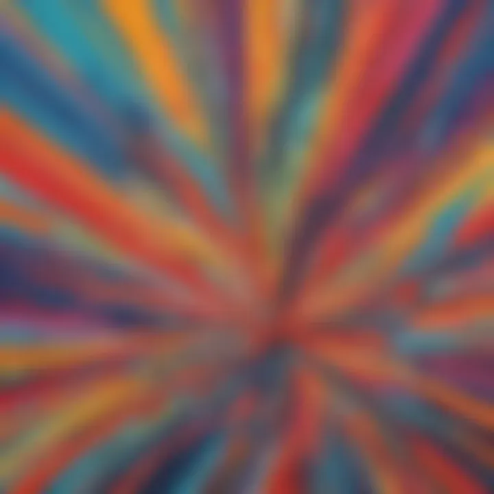 Colorful and dynamic abstract composition in hand printing art