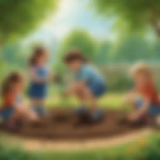 Children planting seeds in a garden