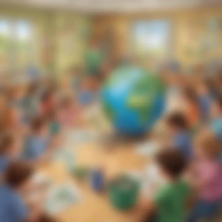 Classroom learning about recycling
