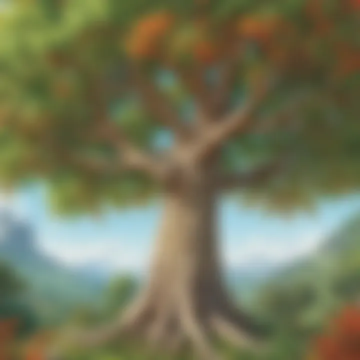 Illustration of a tree with vibrant leaves symbolizing nature's beauty