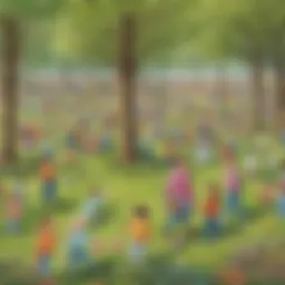 Colorful Easter egg hunt in a park