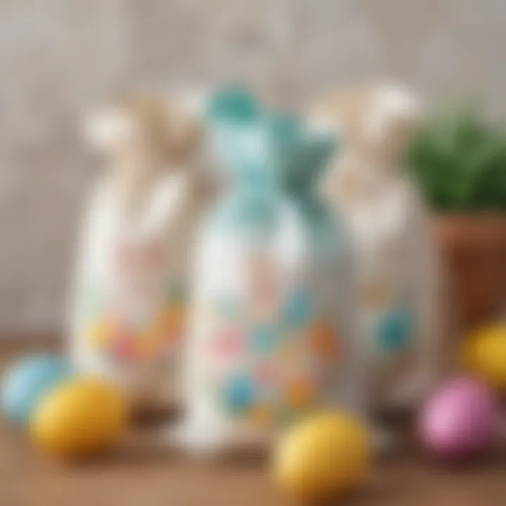 A collection of personalized Easter egg bags for children