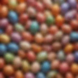 Artistic display of vibrant Easter eggs ready for coloring