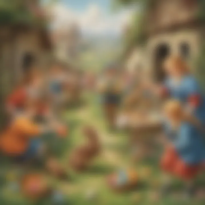 A group activity featuring thematic games related to Easter