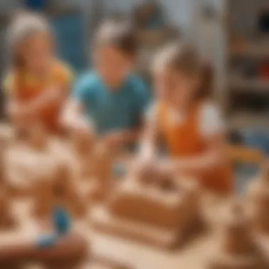 Sculpting Fun with Clay Children creating sculptures with clay