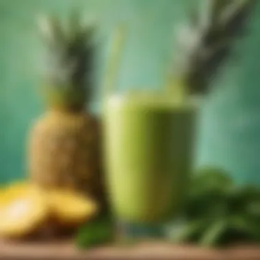 Vibrant green smoothie with spinach and pineapple