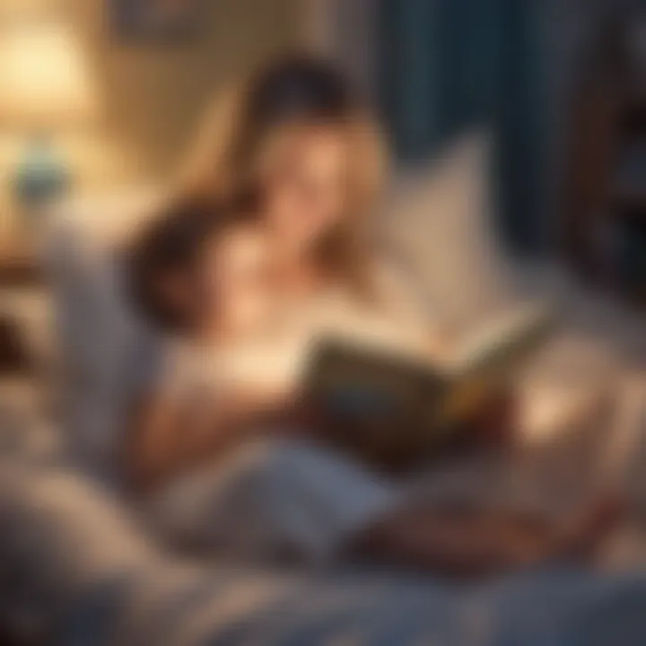 A parent reading to a child at bedtime