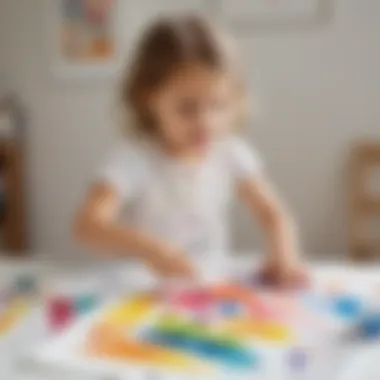 Child painting with vibrant watercolors on a canvas