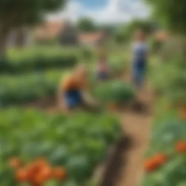 Kids exploring a vegetable patch
