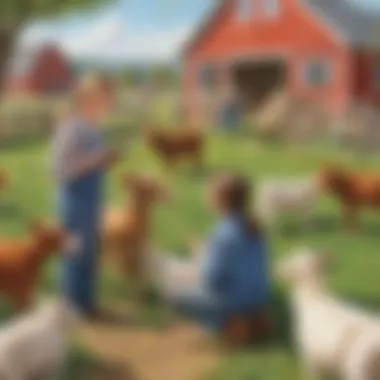 Children Observing Farm Animals in Their Habitat Young learners observing farm animals