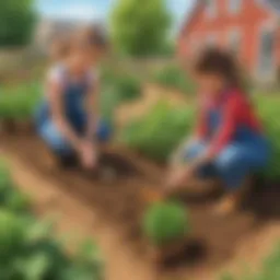 Children engaged in planting seeds in a garden