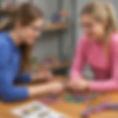Educators Discussing Rainbow Loom's Benefits Educators discussing the benefits of Rainbow Loom for skill development
