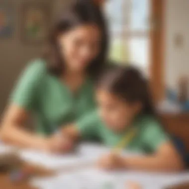Parent Assisting Child with Math Parent helping a child with math practice