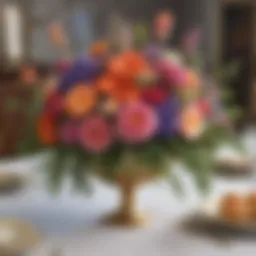 Elegant floral centerpiece on birthday party table