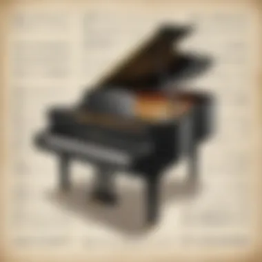 Elegant Piano Composition Notes Illustration