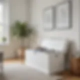 Elegant white toy chest in modern living room