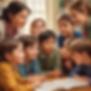 Group of children discussing a quote