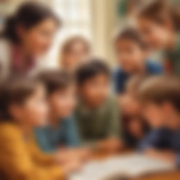 Group of children discussing a quote