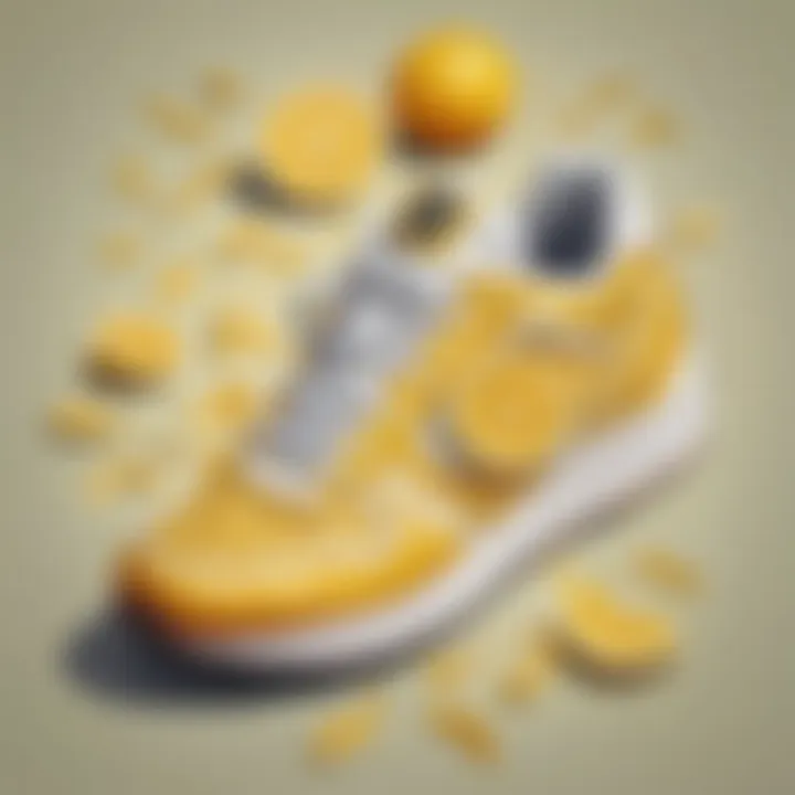 Lemon peel strips in sneakers