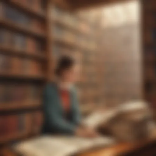 Student in library studying