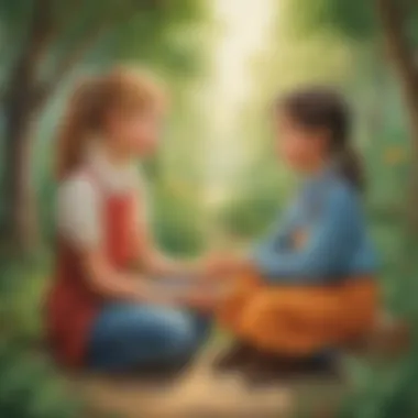 Illustration demonstrating children practicing empathy and understanding