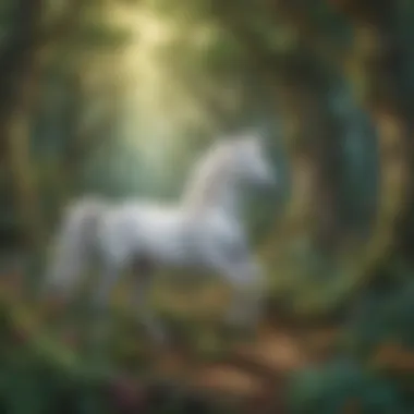 Forest Fantasy Enchanting unicorn in a mystical forest