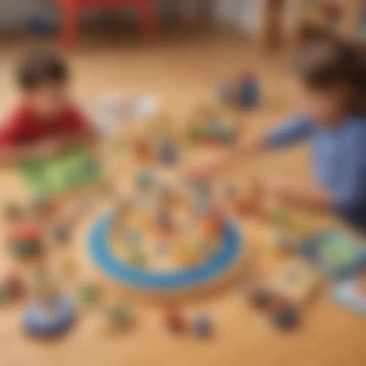 Educational toys arranged for interactive learning at circle time