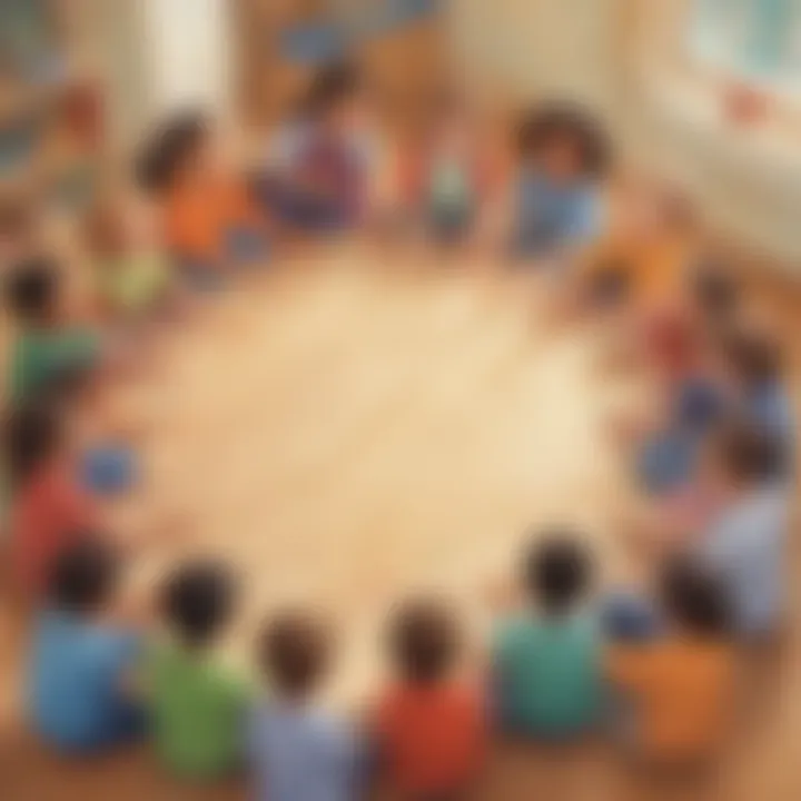 Children engaged in a group activity during circle time