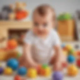 Baby engaging with colorful sensory toys