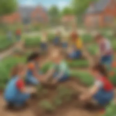 Community Gardening Initiative Children planting seeds in a community garden