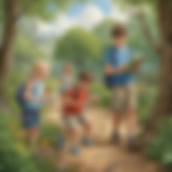 Children engaging in a nature scavenger hunt