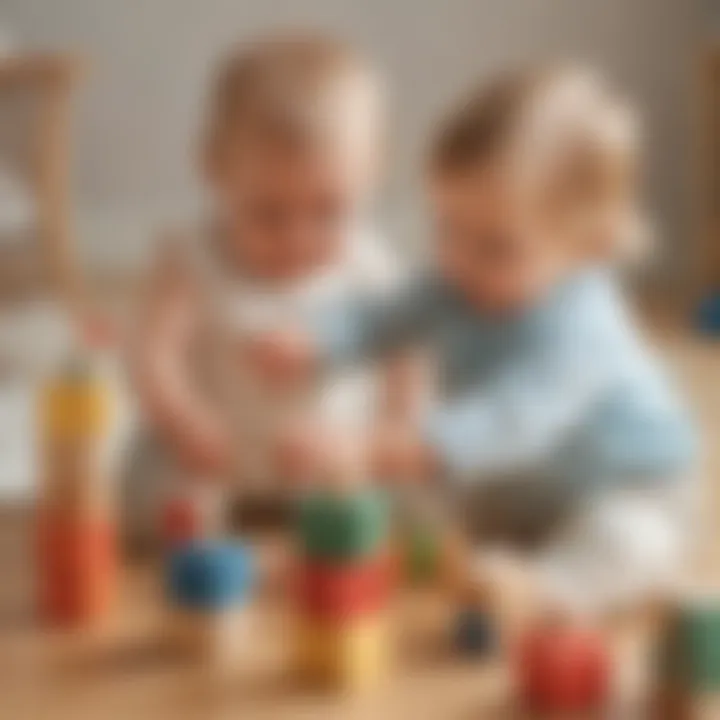 Infant playing with stacking blocks
