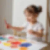 Young child painting on canvas