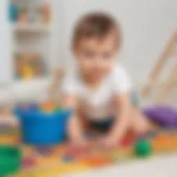Infant engaging in sensory exploration with colorful toys